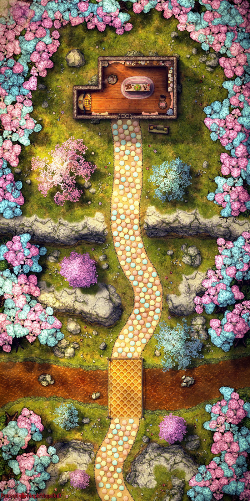 House of Candy and Hag's Hut Illusion + Lair by MapleMapsDnD | [Battle Map] [No AI] [OC] [Art]