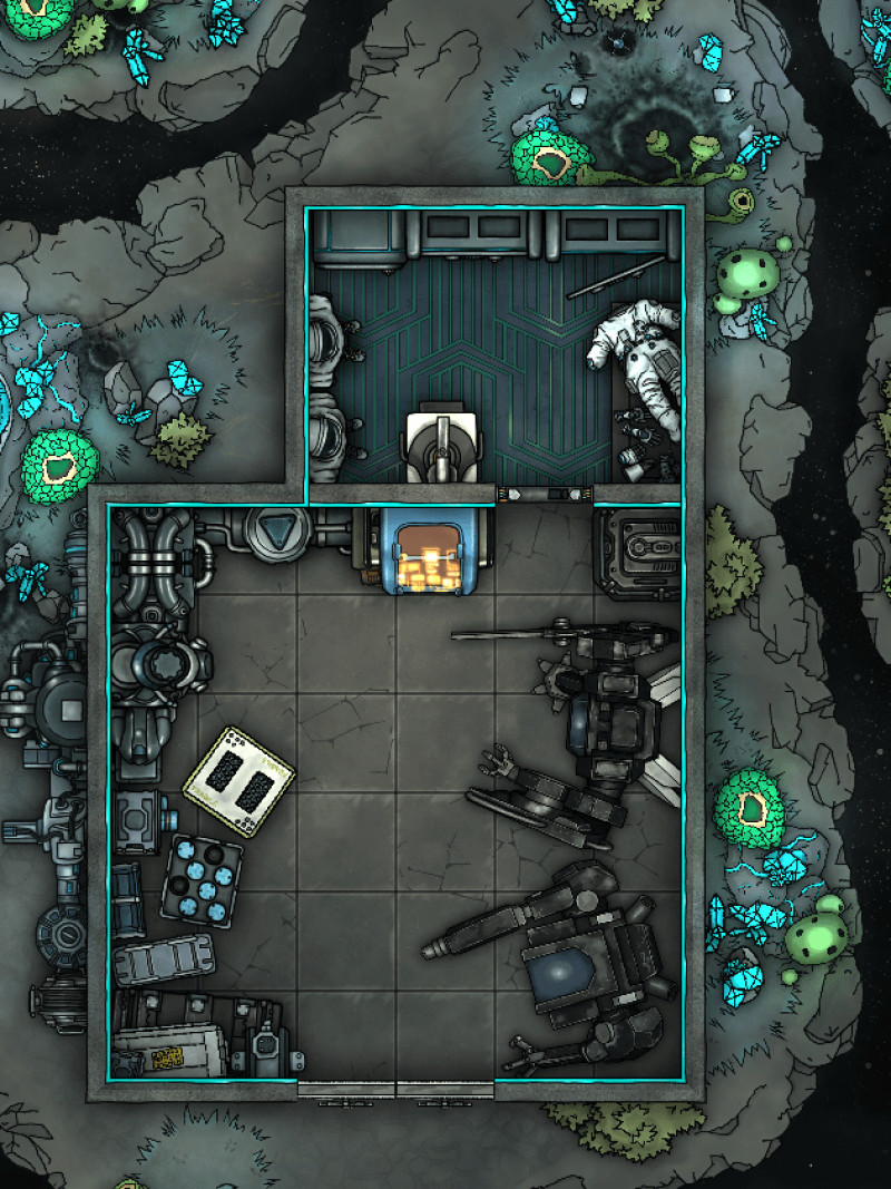 Sharing some sci-fi maps from our latest battlemap book! All 9x12 in size :)