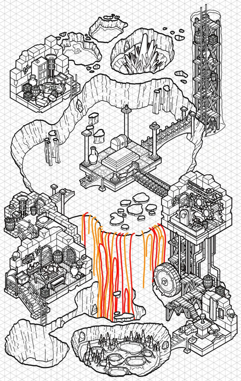 Isometric mini dungeon - lava caves