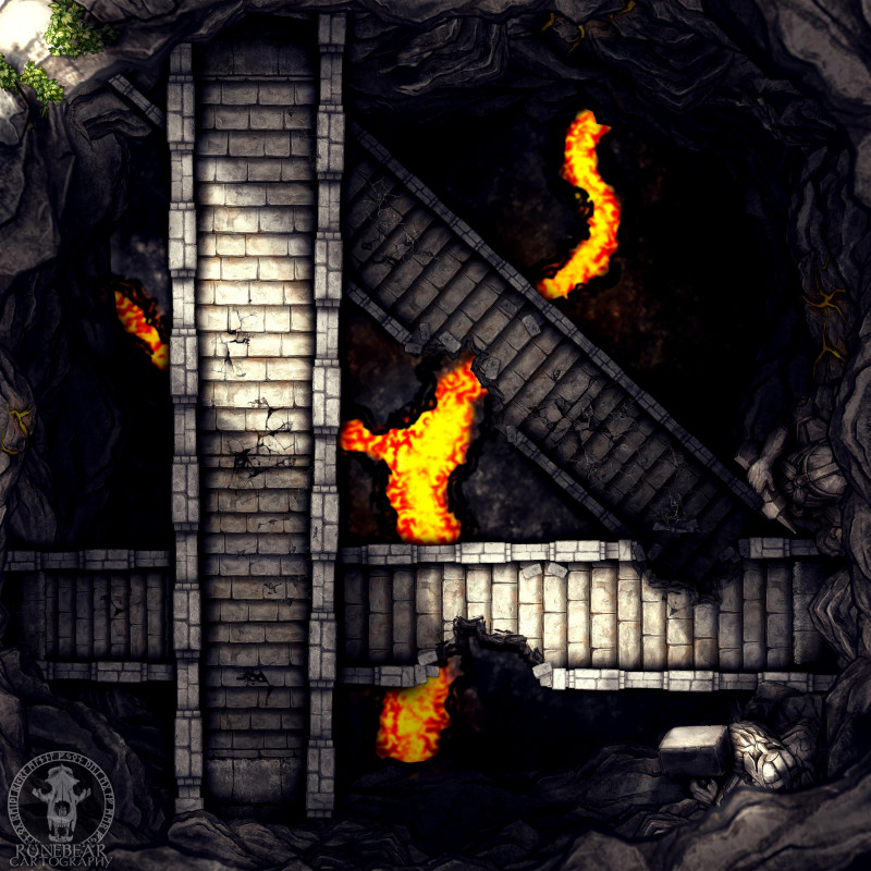 The Great Stair 22x22 Battlemap by Runebear Cartography