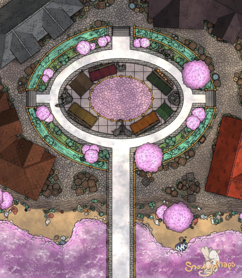 [27x31] City Plaza Bridge Into Sea Cherry Blossom Day