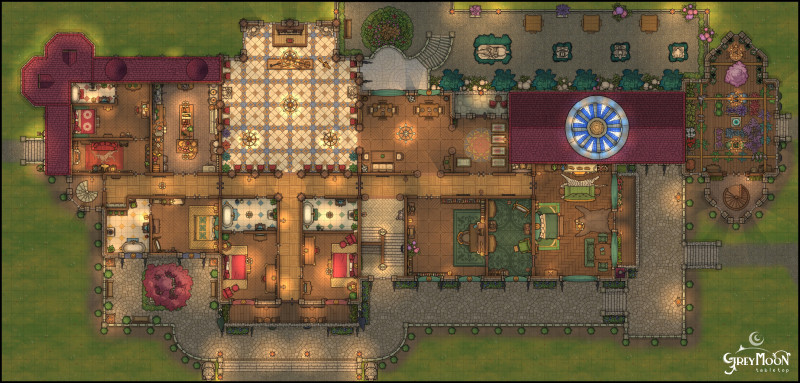 An aristocrat's villa I made for my campaign, based on the real-life Schloss Drachenburg [Multiple]