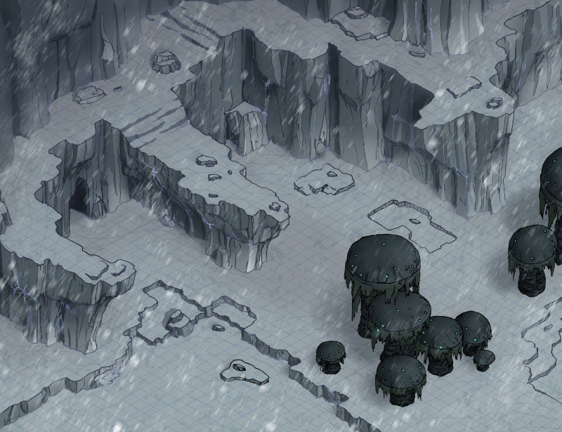 Ice Cliffs and Cave [52x40 ext] [30x41 int]