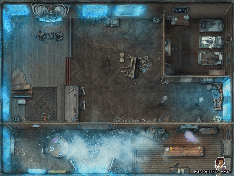 We can survive the blizzard in here! Look, there is even a nice fire burning and strong sturdy doors!