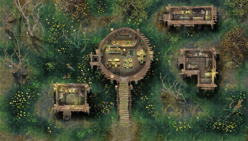 The soup is bubbling... Gram’s Cackling Cauldron [20x35] 3-Floor Swamp Tavern [OC]