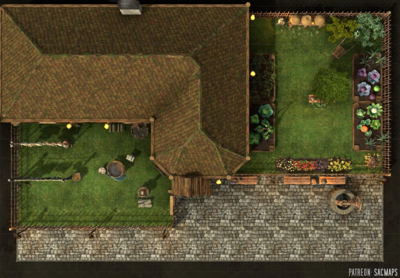 Your murderhobos will leave this flammable cabin full of innocent country folk alone, right? Right? Cosy Cabin Home (23x16) - free day & night maps, plus hundreds more free!