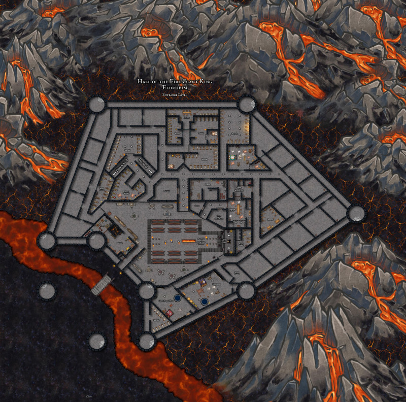 Hall of the Fire Giant King inspired - Entrance Level - D&D map - Against the Giants - Eldrheim - Eldrberg
