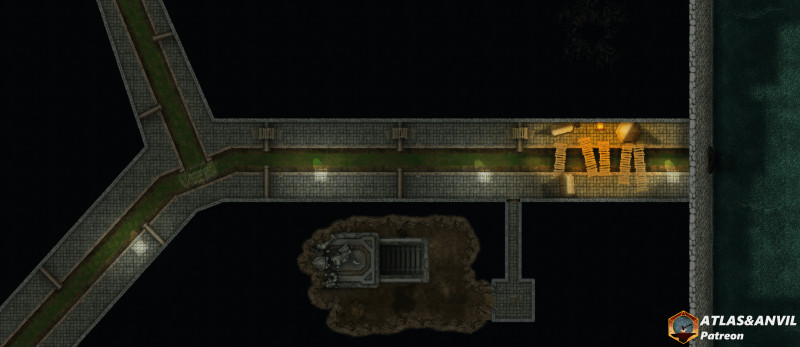 City Streets, a 4-layer urban battlemap. Ground, Upper Floor, Rooftop and Sewers [60x26]