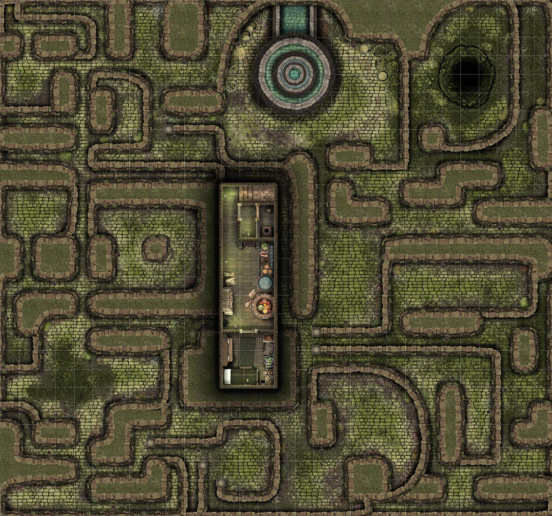 [OC] Squeezed Eel Inn, a 4-Level Dense Urban Tavern & Underground Maze [30x28]