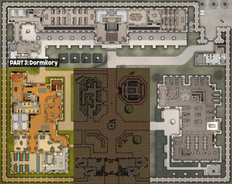 They said to meet at the pool from their dormitory at 3am in the morning, I wonder what they might want... a day at the University | Part 3: The Dormitory [26x43, ground floor & basement]