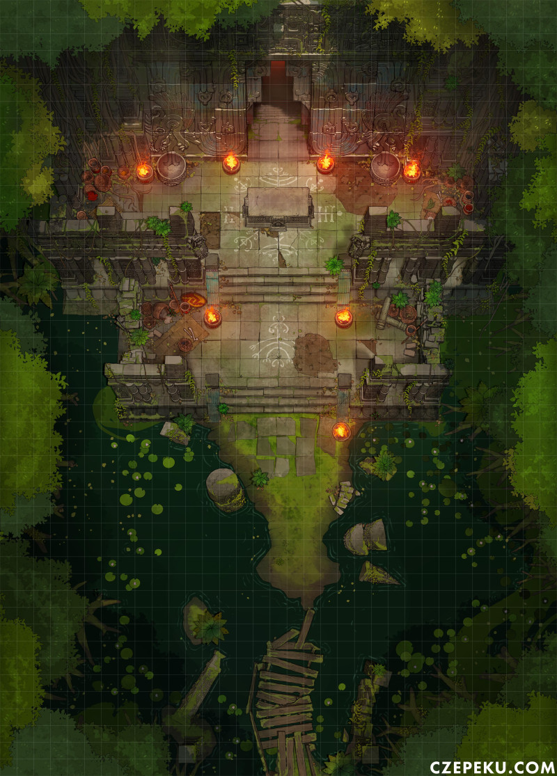Jungle Temple Entrance | A Czepeku Battlemap! [33x46]