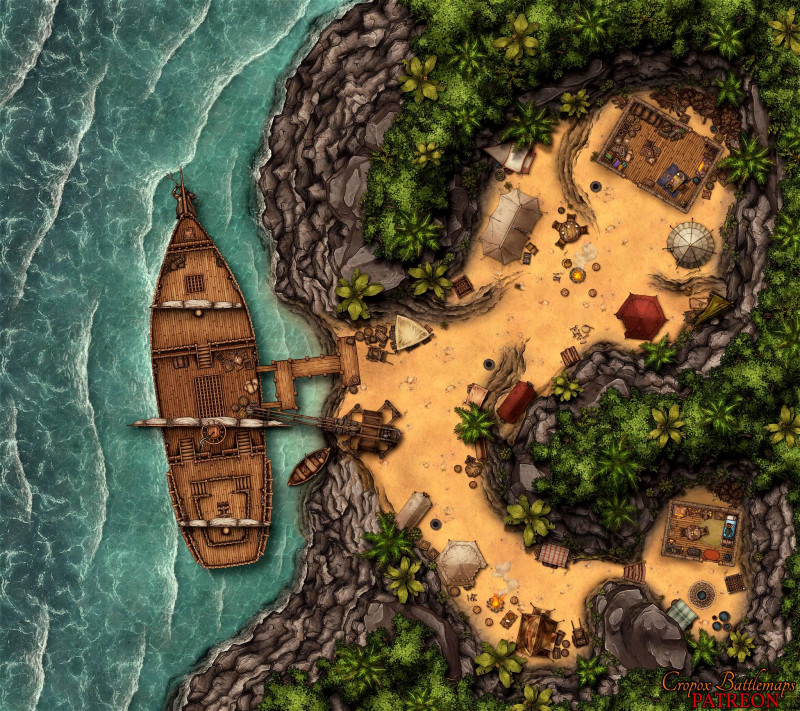 Pirate Hideout 40x45 battle map