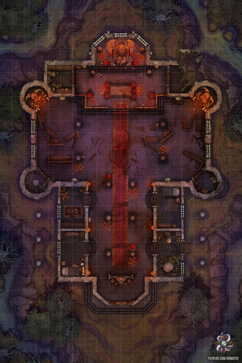 Ravaged Church Battle Map 20x30