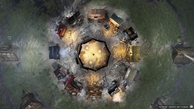 Camp | [Animated Battlemap] [32x18] [120px per Square] [Gridless] [3D Rendered] [OC] | Beneos Battlemaps