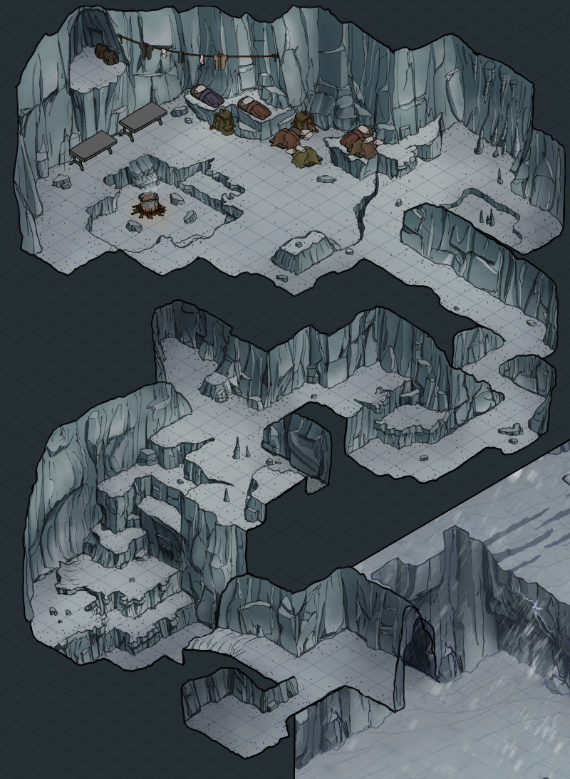 Ice Cliffs and Cave [52x40 ext] [30x41 int]