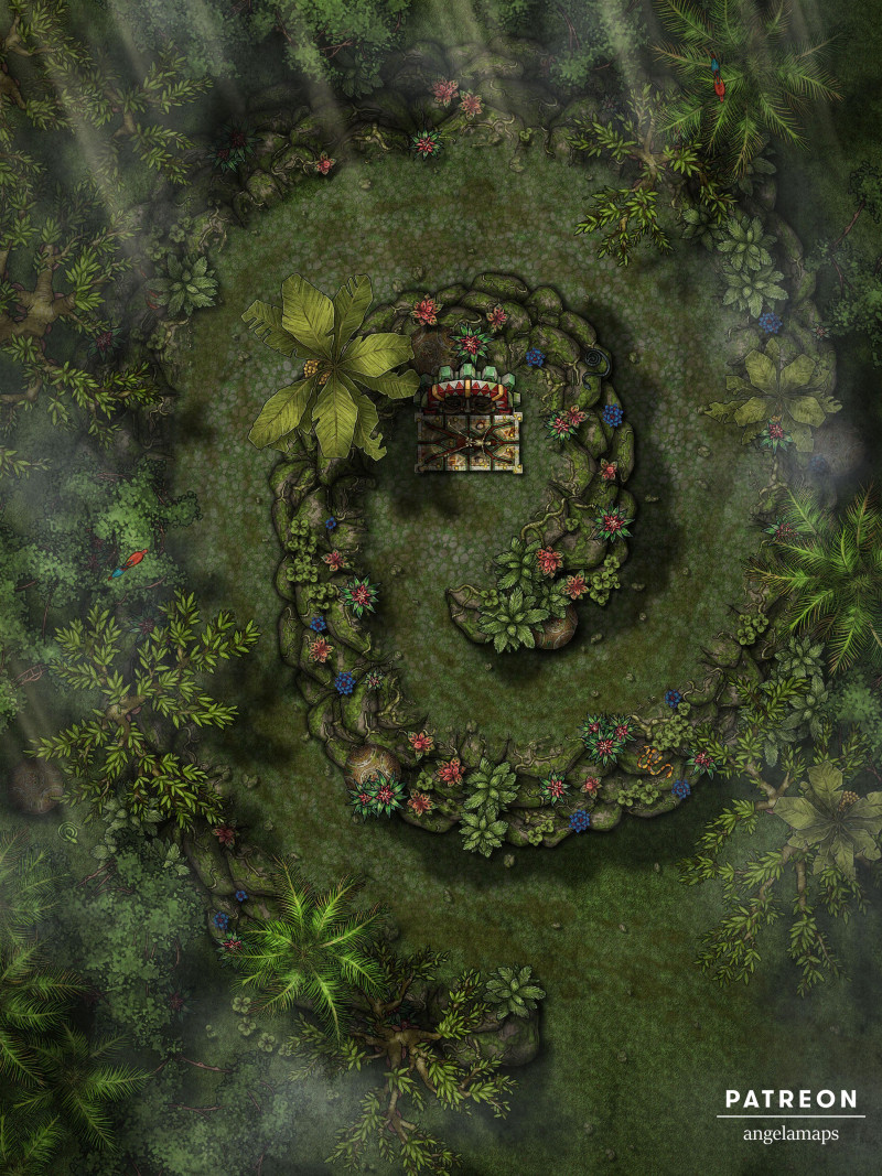 Jungle Sacrifice [battlemap] from Angela Maps - 2 versions! [animated] [art]