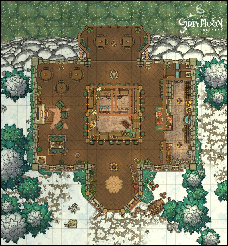 The Hanged Elf: A village tavern at the edge of a cliff [25x25]
