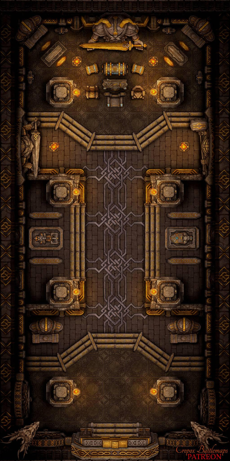 Dwarven Throne Room 15x30 battle map