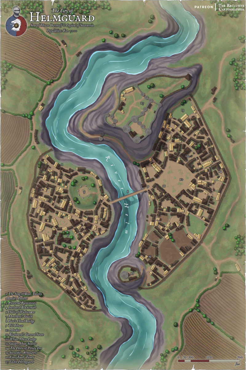 The City of Helmguard  - Settlement Map - RC