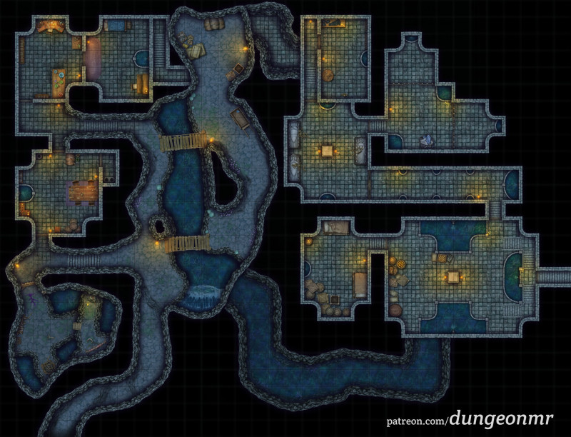 Lost Mines of Barovia: Stoneweir Conduit - 34x26 Battlemap (Gothic Redbrand Hideout Reimagining)
