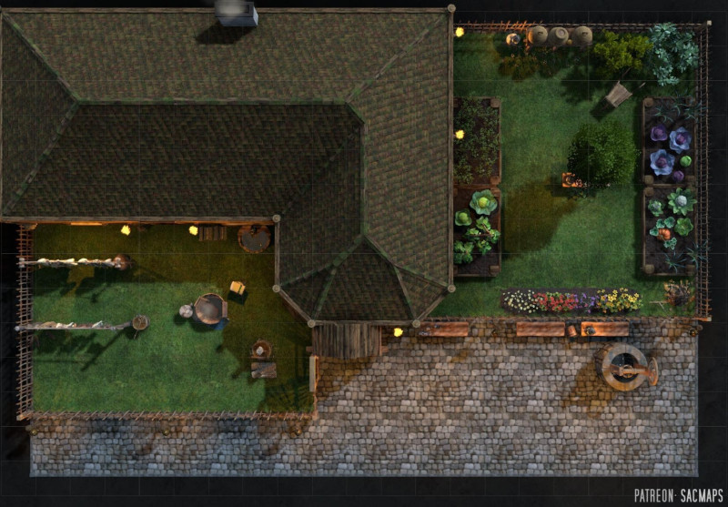 Your murderhobos will leave this flammable cabin full of innocent country folk alone, right? Right? Cosy Cabin Home (23x16) - free day & night maps, plus hundreds more free!