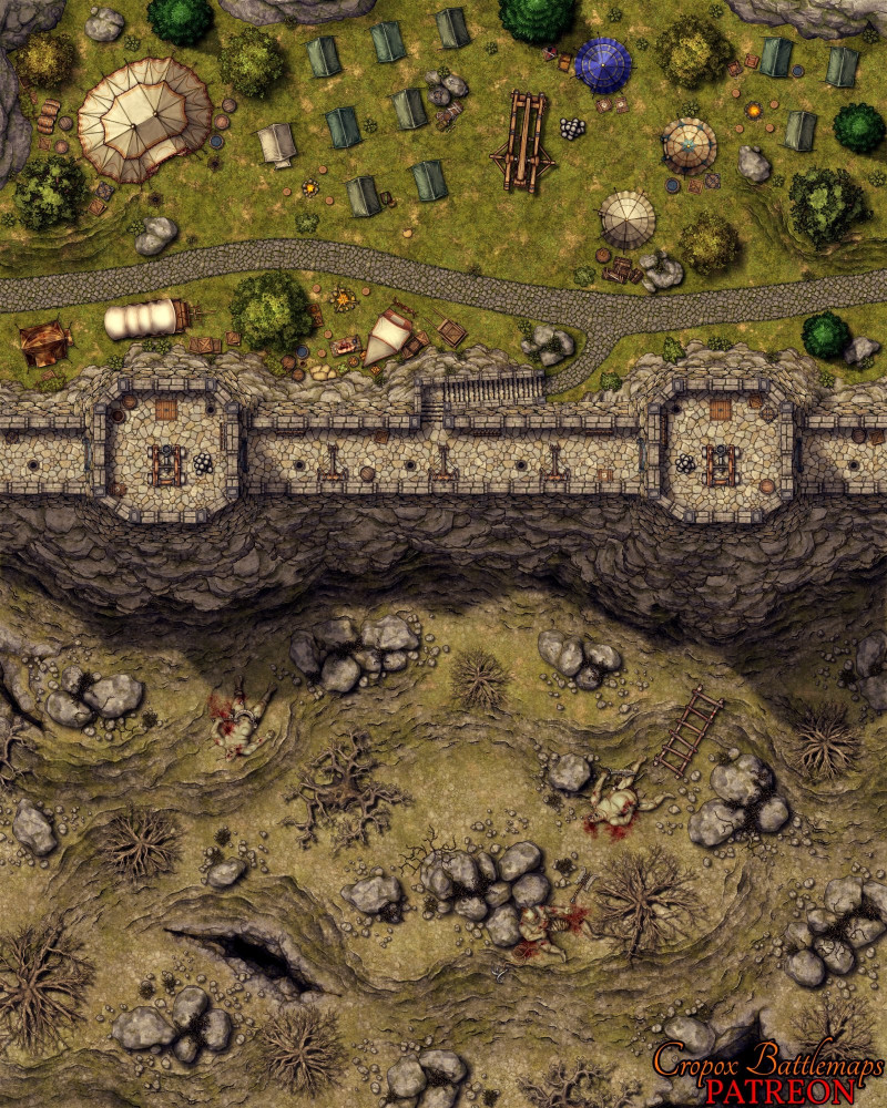 The Great Wall 40x50 battle map and scene (Cropox Battlemaps & Red Sun Art)