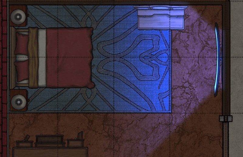 Kind of excited that I figured out how to simulate tv glow in a dark room. DungeonDraft is so cool!