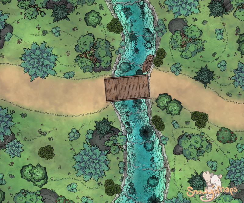 [30x25] Forest Path With River Day