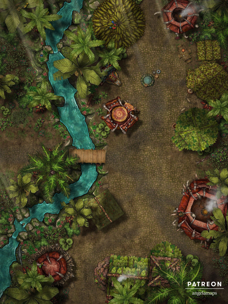 Tribal Village [battlemap] from Angela Maps - 3 versions! [animated] [art]