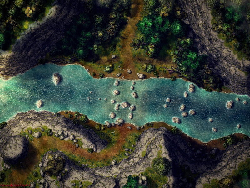 River Crossing [40x30] gridded and gridless | [Battle Map] [No AI] [OC] [Art]