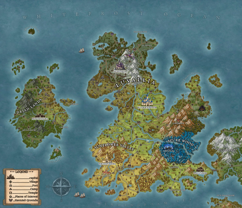 From sketch to final map , Luvallia the land of rivers