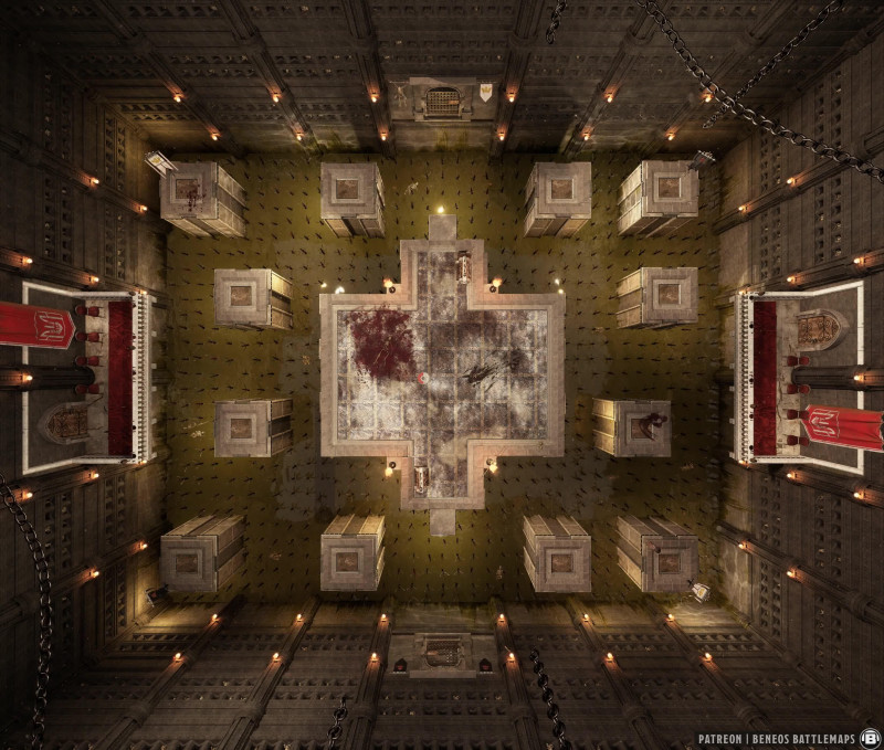 Underground Arena | [Animated Battlemap] [33x28] [100px per Square] [Gridless] [3D Rendered] [OC] | Beneos Battlemaps