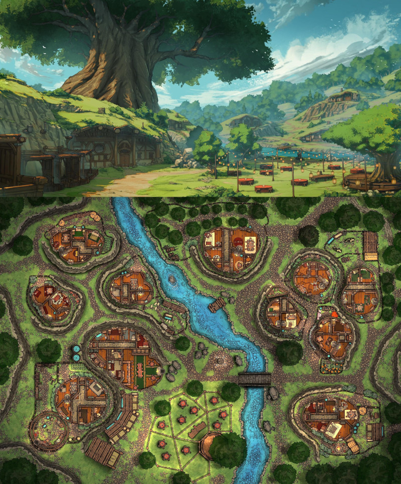 Halfling Village of Brill & Scene [112 x 80]