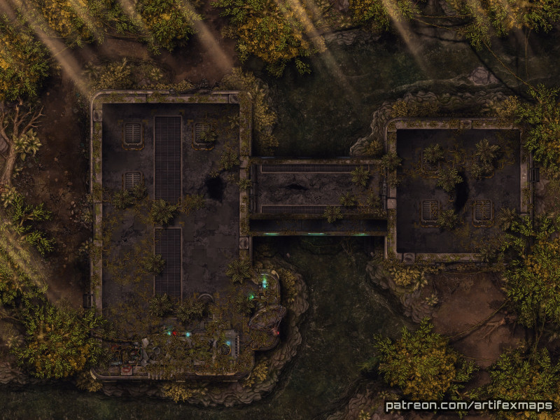 [40x30] Abandoned Research Station Battle-Map (2 Free Battle-Maps in 4k Resolution)