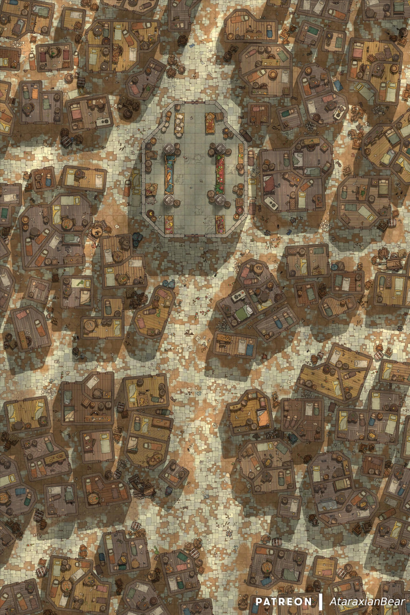 A slum and nightly riots with barricades [40x60]