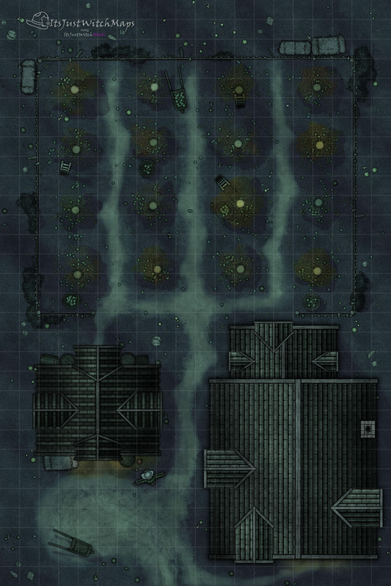 Free Apple Orchard Battlemap 20x30 Day/Night, Autumn, Basic, Horror Versions