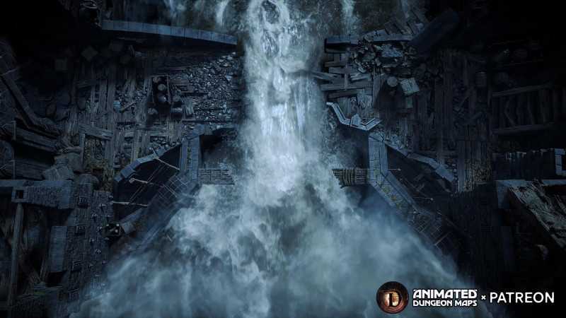 The Great Dam [37x21] — free animated battle map (intact & breached, day & night)