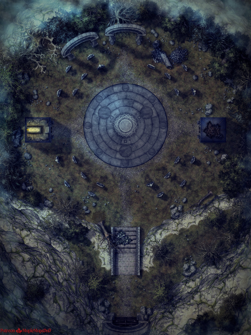 FREE Battle Maps Giveaway + Circle of the Dead (Phased Battle Map) by MapleMapsDnD | [Battle Map] [No AI] [OC] [Art]