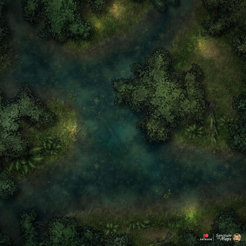 Lush Swamp - Night - 20x20