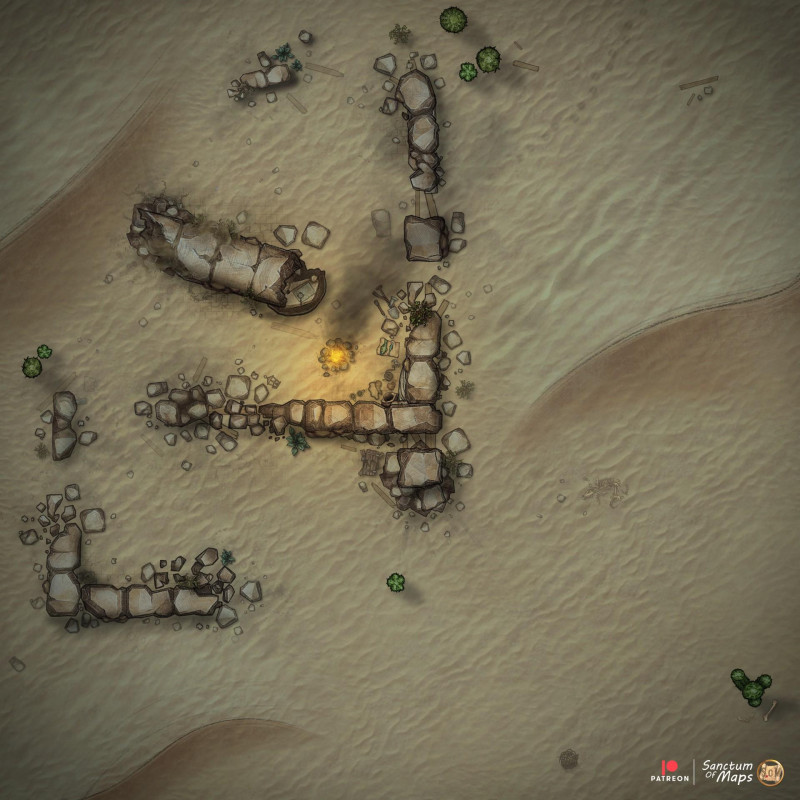 Desert Dunes - Night - Ruins - 20x20