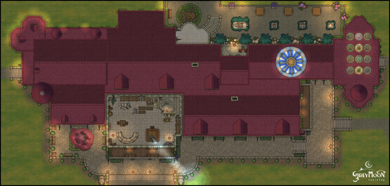 An aristocrat's villa I made for my campaign, based on the real-life Schloss Drachenburg [Multiple]