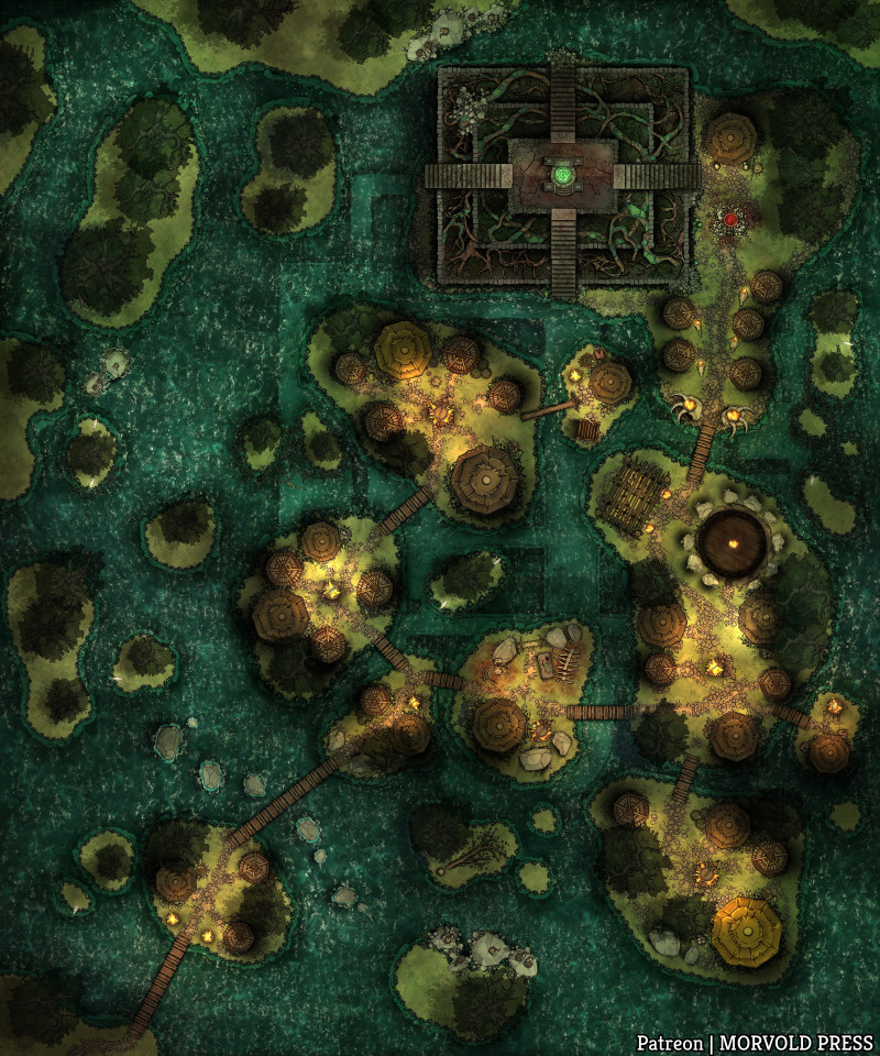 Ruins of Ghol | Lizardfolk Village over Sunken Temple [100 x 120]