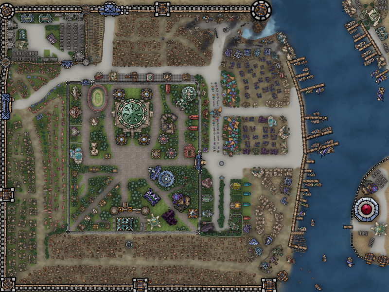 Looking for feedback on a large fantasy port city map