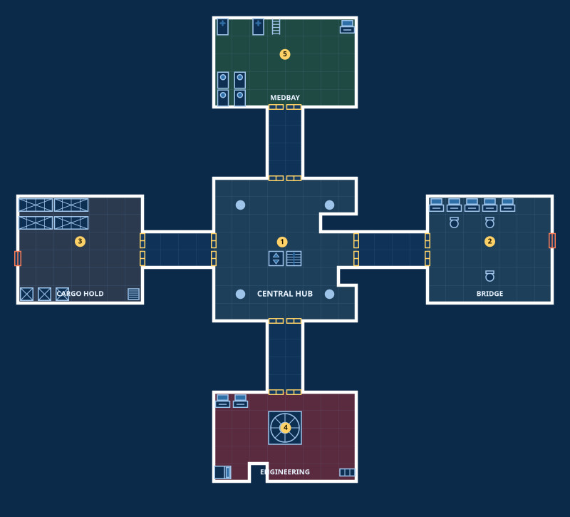 [OC] Nimbus Station, a derelict that got boarded. Two decks, 32x29 and 34x31, free CC0, PNG + Universal VTT with walls, doors and lights