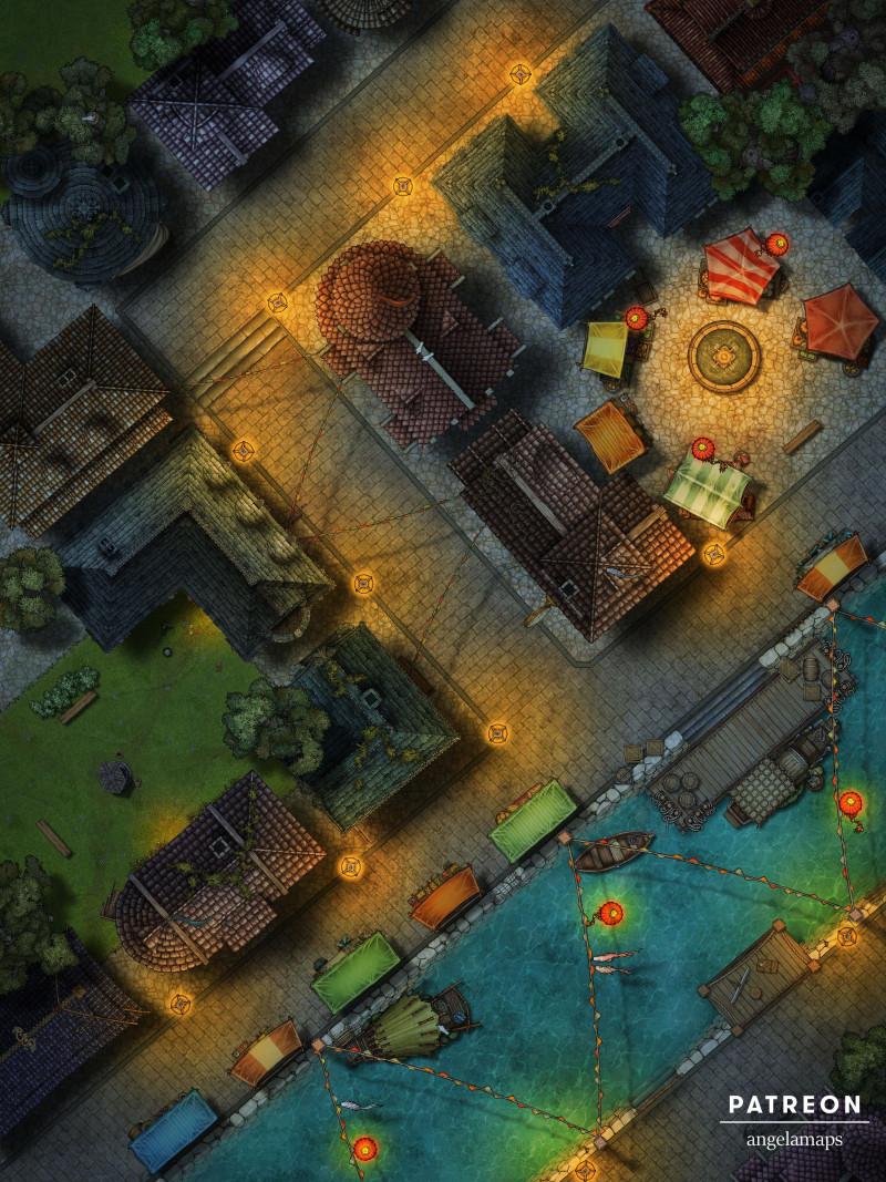 In the City [battlemap] from Angela Maps - 2 versions! [animated] [art]