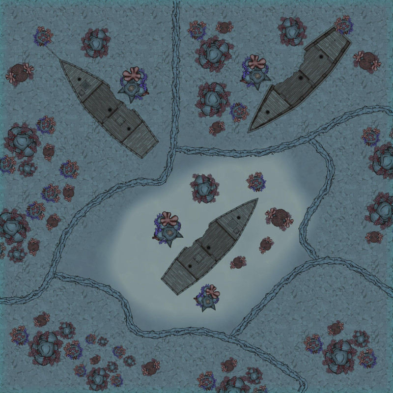 Aboleth and friends in the coral wreaks [45x45]