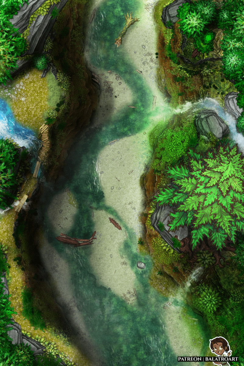 After a hiking trip I decided to make a phased battlemap inspired by the northern Californian old growth redwoods and Fern Canyon.