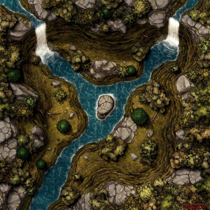 Twin Falls Valley 50x50 battle map - 2 variations (Summer & Winter)