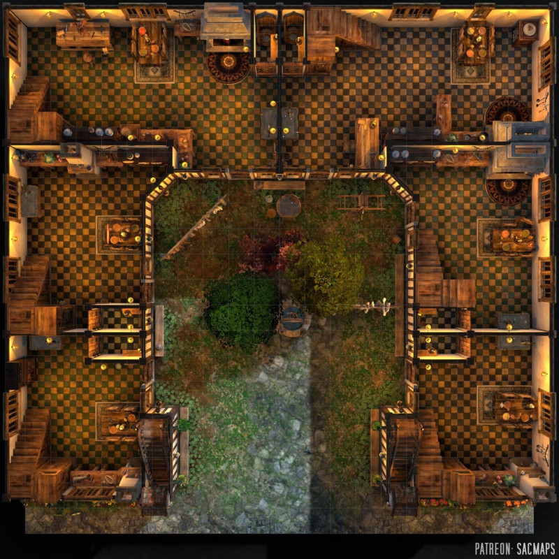COURTYARD HOUSES (22x22) - 6 multilevel houses + courtyard - Free day & night maps, plus hundreds more free maps!