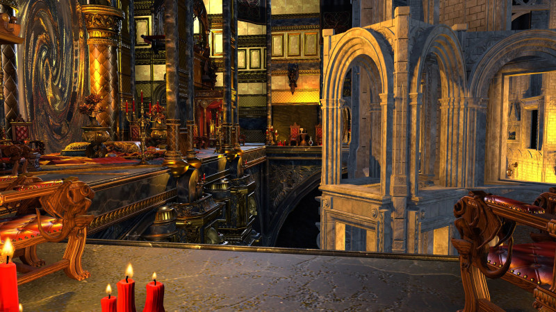 "The palace unfolds around you like a promise – opulent, inviting, immaculate. ... This should concern you." -- Hell Palace - throne room ('Aula Numine'), 50x30